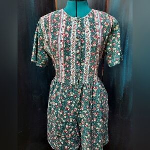 Vintage cotton floral romper summer jumpsuit Capacity Petites sz L